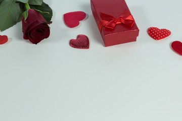 Valentine gifts and decorations on white background