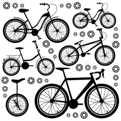 Bicycles. Set of bicycle parts. Isolated vector image.