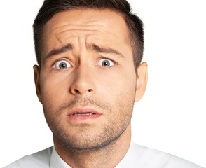 Closeup of a Scared / Worried Man