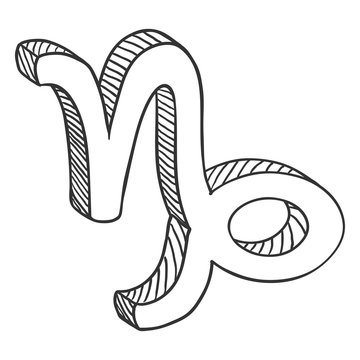 Vector Sketch Zodiac Sign - Capricorn