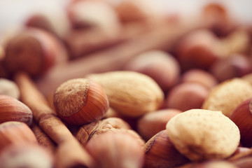 Unpeeled whole nut closeup, macro