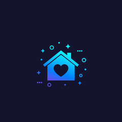 home with heart, vector