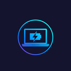 charging battery on computer screen vector icon