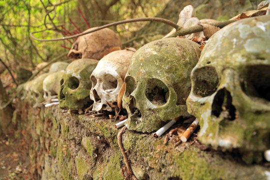 Cemetery in Trunyan village, Lake Batur, Bali, Indonesia
