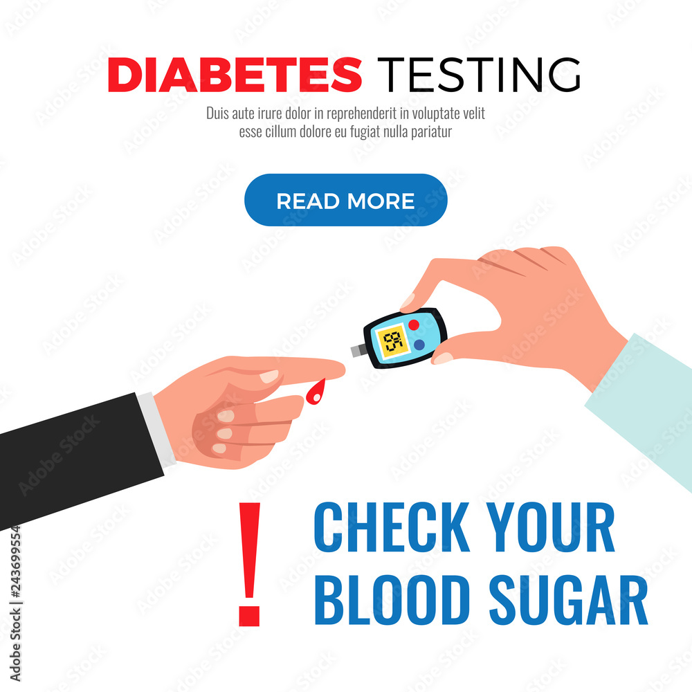 Sticker diabetes test flat design