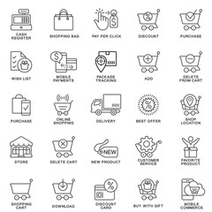 Icons for the site of the online store. The thin contour lines.
