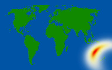 World map showing storms over Australia