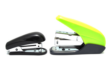 Stapler on a white background close-up. Office, stationery, item
