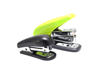 Stapler on a white background close-up. Office, stationery, item