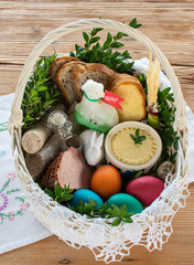 Traditional Easter basket with food © mbt_studio