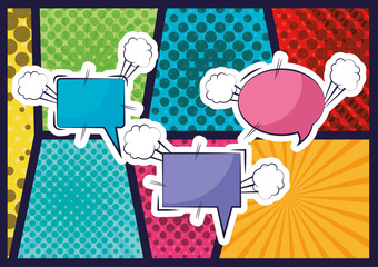 set of speech bubbles comic pop art