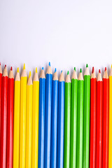 Colorful pencils on white background. Color pencil with copy space
