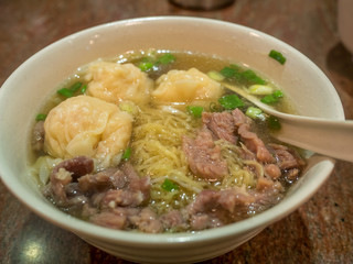 Shrimp wontons in clear soup