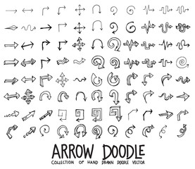 Fototapeta premium Set of Arrow icons Drawing illustration Hand drawn doodle Sketch line vector eps10