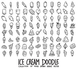 Set of Ice Cream icons Drawing illustration Hand drawn doodle Sketch line vector eps10