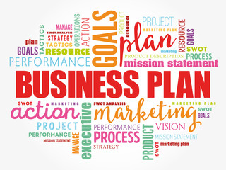 Fototapeta premium Business plan word cloud collage, business concept background