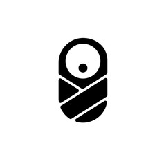 Infant newborn baby silhouette. Clipart image isolated on white background