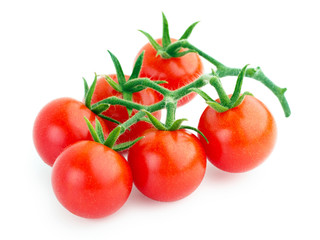 Bunch of cherry tomatoes isolated on white background