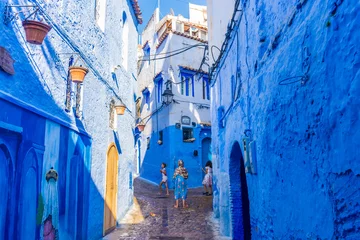 Papier Peint photo Maroc The blue streets of Chefchaouen, Morocco