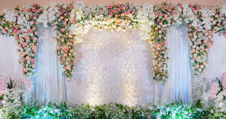 Backdrop weddings event there rose flowers.