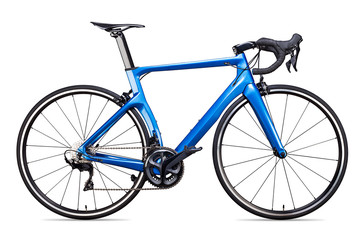 Fototapeta premium blue carbon racing sport road racer bike bicycle racer isolated