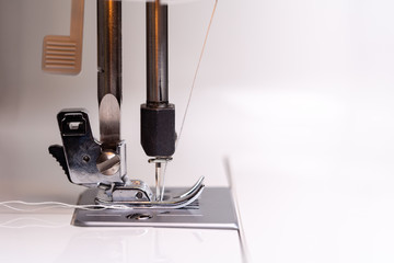 Closeup the sewing machine.