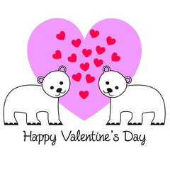 cute bears valentine on pink heart