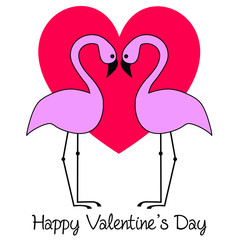 valentines day flamingos with red heart