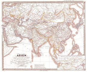1855, Spruner Map of Asia During Chang Dynasty China, Tufan Tibet