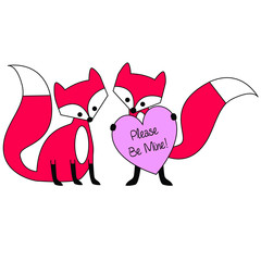 valentines day fox with heart