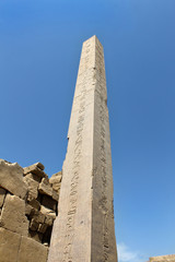 Ancient Obelisk with hieroglyphs at Karnak Temple, Luxor, Egypt