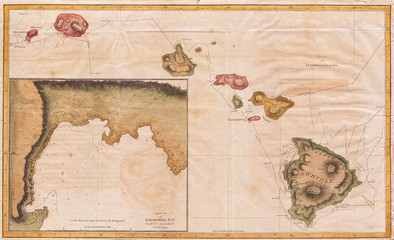 1785, Cook, Bligh Map of Hawaii