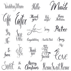 Set of calligraphic lettering Isolated object
