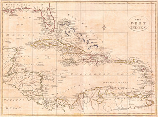 Fototapeta na wymiar 1799, Clement Cruttwell Map of West Indies