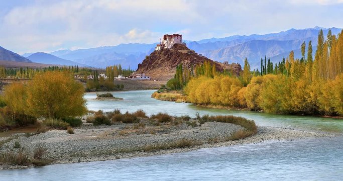 Ladakh India Buddhist monastery Stakna. Beautiful traditional architecture and majestic nature landscape of Himalaya region in country north
