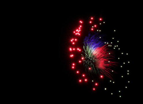 Fireworks in the night sky on 4th July, Malta