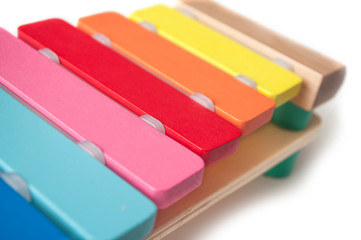 closeup of colorful xylophone - wooden toy