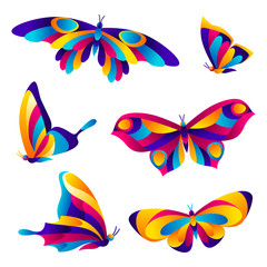 Set of butterflies.