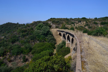 Fototapeta na wymiar Viadotto della ex linea ferroviara mineraria del Sulcis
