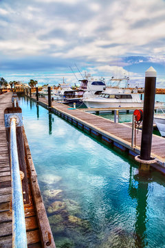 Boats moored at Geraldton Marina, Geraldton, Western Australia, Australia