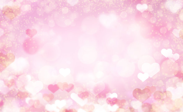 Valentine Day background with bokeh hearts