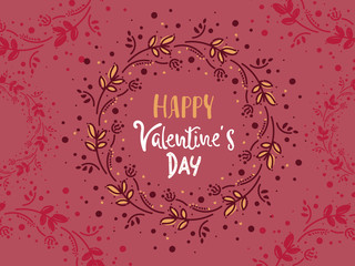 romantic pattern. wreath of flowers, doodle . Vector ornament for Valentine's day. Romantic design with hearts. Valentines day background. for greeting card, banner template, poster