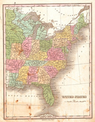 1827, Finley Map of the United States, Anthony Finley mapmaker of the United States in the 19th century