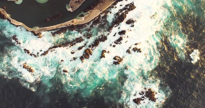 Aerial view of Porto Moniz natural pools on the island of Madeira