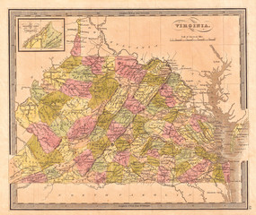 1848, Greenleaf Map of Virginia