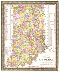 1850, Cowperthwait, Mitchell Map of Indiana