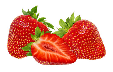 Fresh strawberry isolated on white background with clipping path