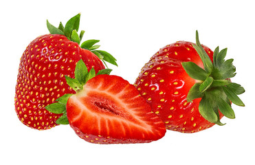 Fresh strawberry isolated on white background with clipping path
