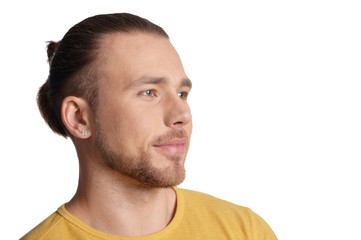 Obraz premium Handsome young man posing on white background
