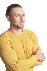 Fototapeta premium Handsome young man posing on white background
